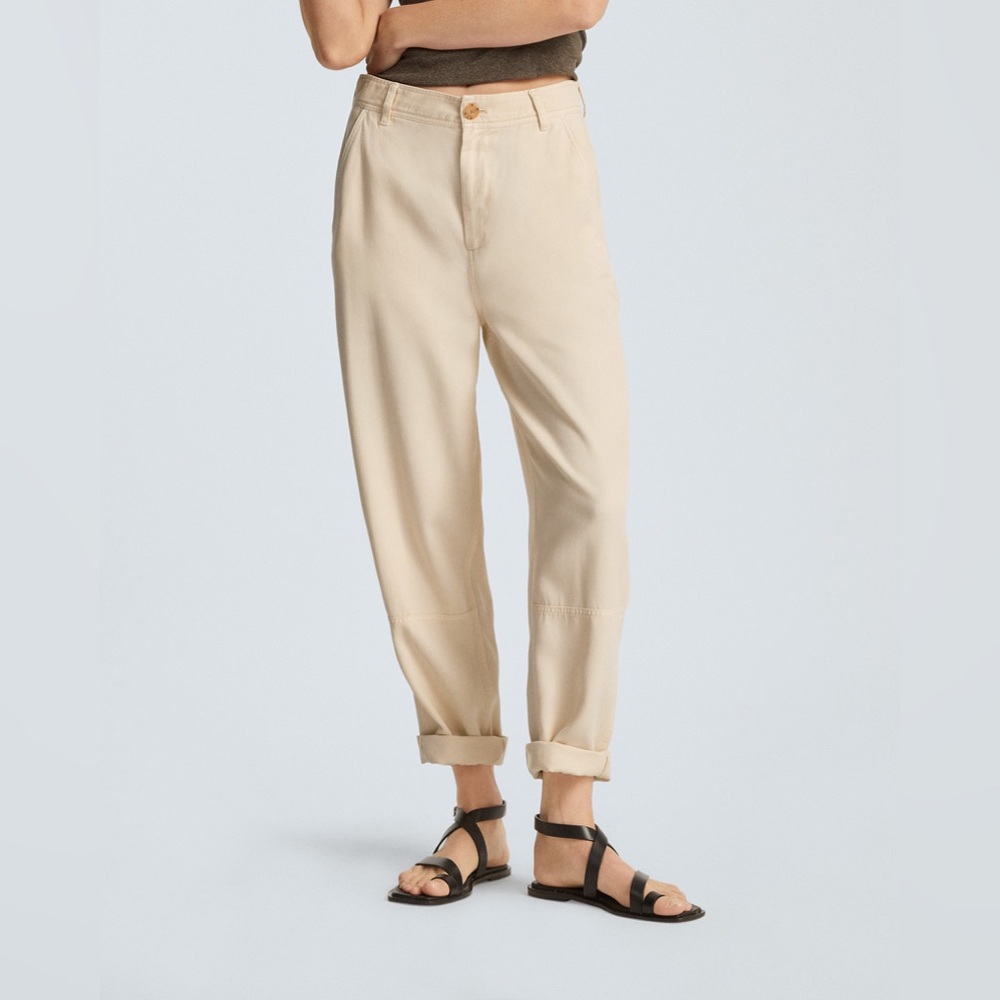 Everlane Beige High-Rise Relaxed Trousers